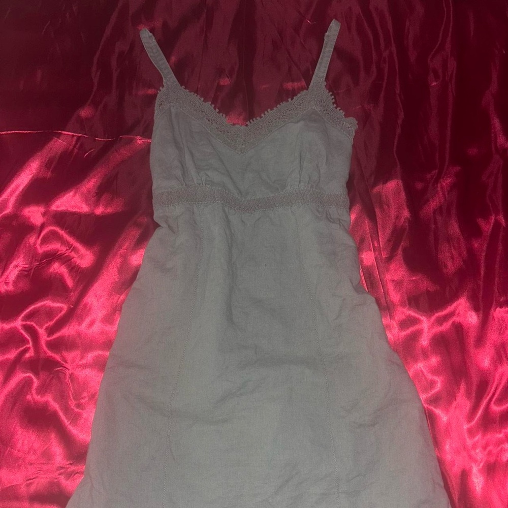 Elegant Gray Lace-Trimmed Dress